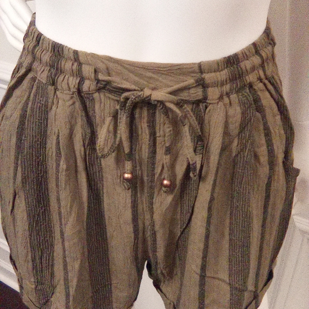 Angie's Striped Women's Shorts, Sz. Small, Elastic Tie Waist, 100% Rayon, NWOT - Picture 3 of 12